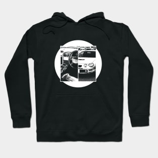 TOYOTA CELICA GT-FOUR ST205 Black 'N White 5 (Black Version) Hoodie